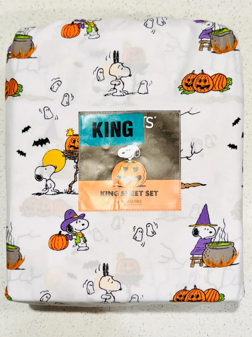 🎃 Peanuts Snoopy Halloween King Sheet Set By Berkshire Pumpkins Ghosts